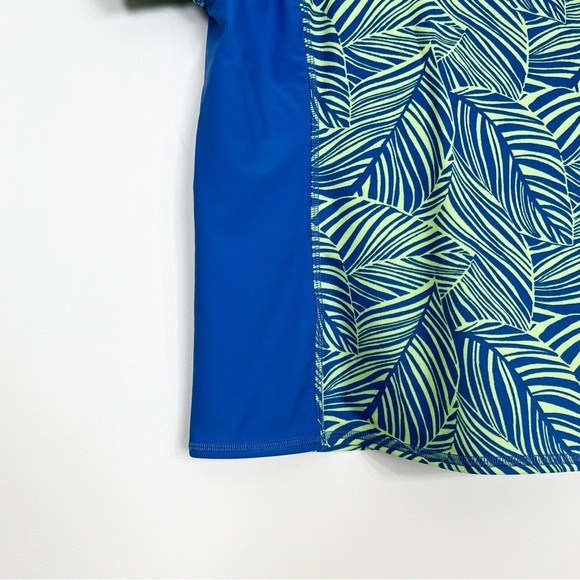 L.L.Bean Girls 14 Swim Top UPF 50+ Short Sleeves Crew Neck Tropical Leaf‎ Print - Picture 4 of 7